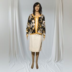 Floral Black and Yellow Cardigan